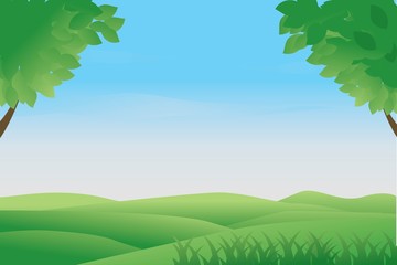 Landscape vector illustration can be used for graphic design or web background. Fresh spring or summer background 