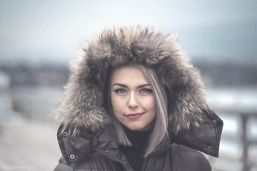 Blonde Model in Winter