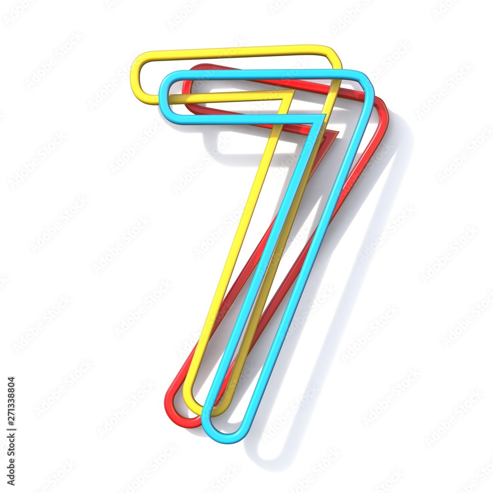 Fototapete three basic color wire font number 7 seven 3d