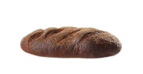 Loaf of rye bread isolated on white