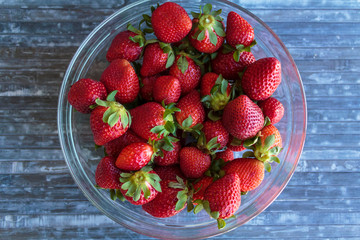 Bowl with fresh strawberries