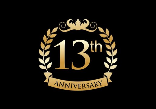 13th, anniversary celebration luxury logo