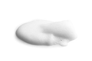 Drop of soap foam on white background