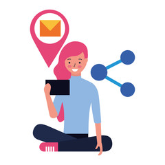 woman using smartphone social media