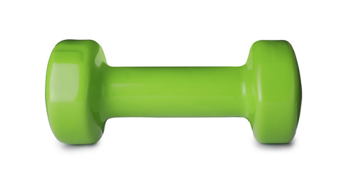Color dumbbell on white background. Home fitness
