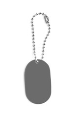 Metal military ID tag isolated on white