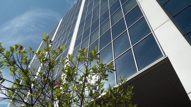 A modern building in a city