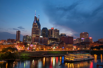 Fototapeta na wymiar Downtown Nashville Tennessee Skyline at Night