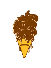 schmelzendes schokolade eis eiscreme waffel lecker sommer essen hunger kugel groß riesig vanille schlecken naschen clipart comic cartoon design
