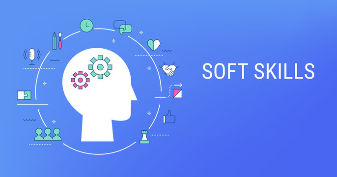 Soft Skills, Social And Emotional Intelligence Concept Illustration. Flat Vector Design