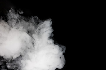 White vape smoke isolated on black background