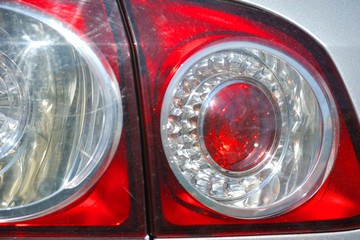 Close up photo of a round car backlight