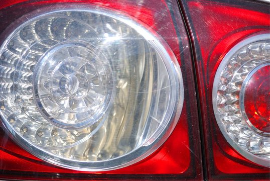 Close up photo of a round car backlight