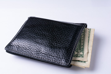 Wallet showing some dollar bills