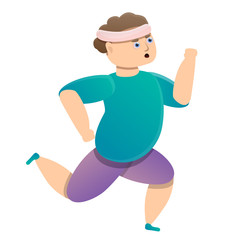 running fat cartoon icon, vector illustration