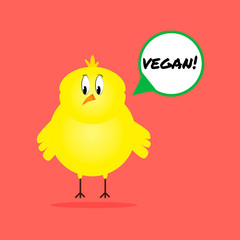 Chick supporting veganism.