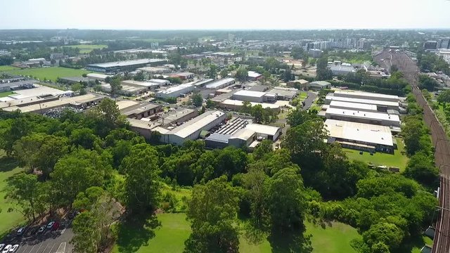 An aerial shot of a small city in Australia