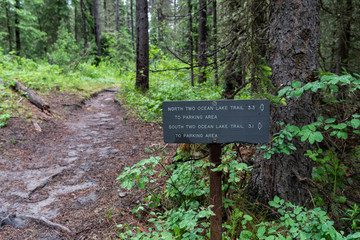 Trail Sign Along Muddy Trail in Tetons