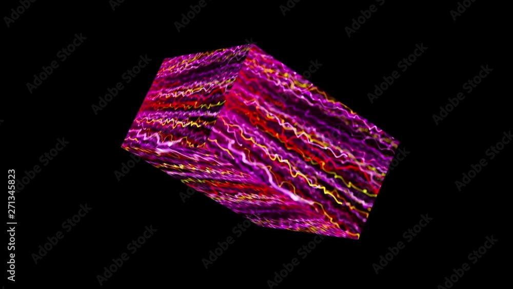 Poster cube with bright surface is in the space, 3d rendering backdrop, computer generating background