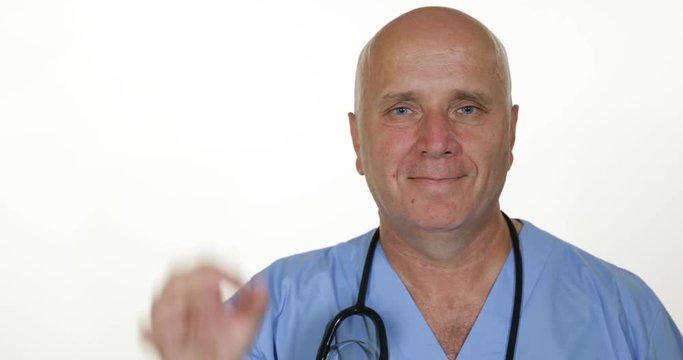 Doctor in a Medical Presentation Make Agree Sign Good Job Gestures OK Hand Sign
