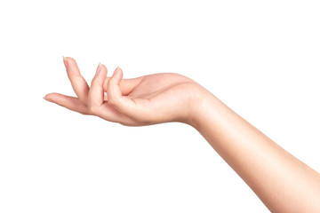 Woman hand isolated on white background