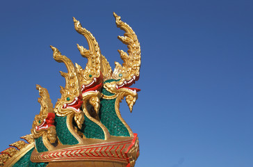 Fototapeta na wymiar heads of Naka or Naga or serpent in buddhist temple in Thailand