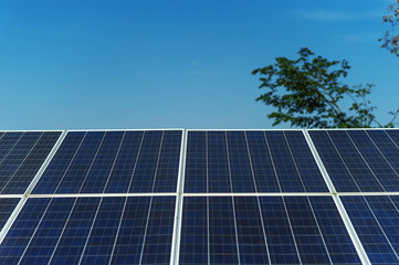 Obraz premium Solar cells convert solar energy from the sun into energy. Solar cell concept With copy space