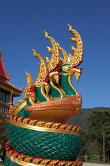 Fototapeta na wymiar heads of Naka or Naga or serpent in buddhist temple in Thailand