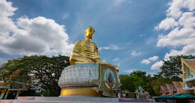 Golden Buddha statue, Buddha Kittisiri ChaiThe beautiful temple is located next to the sea. At Prachuap Khiri Khan in Thailand