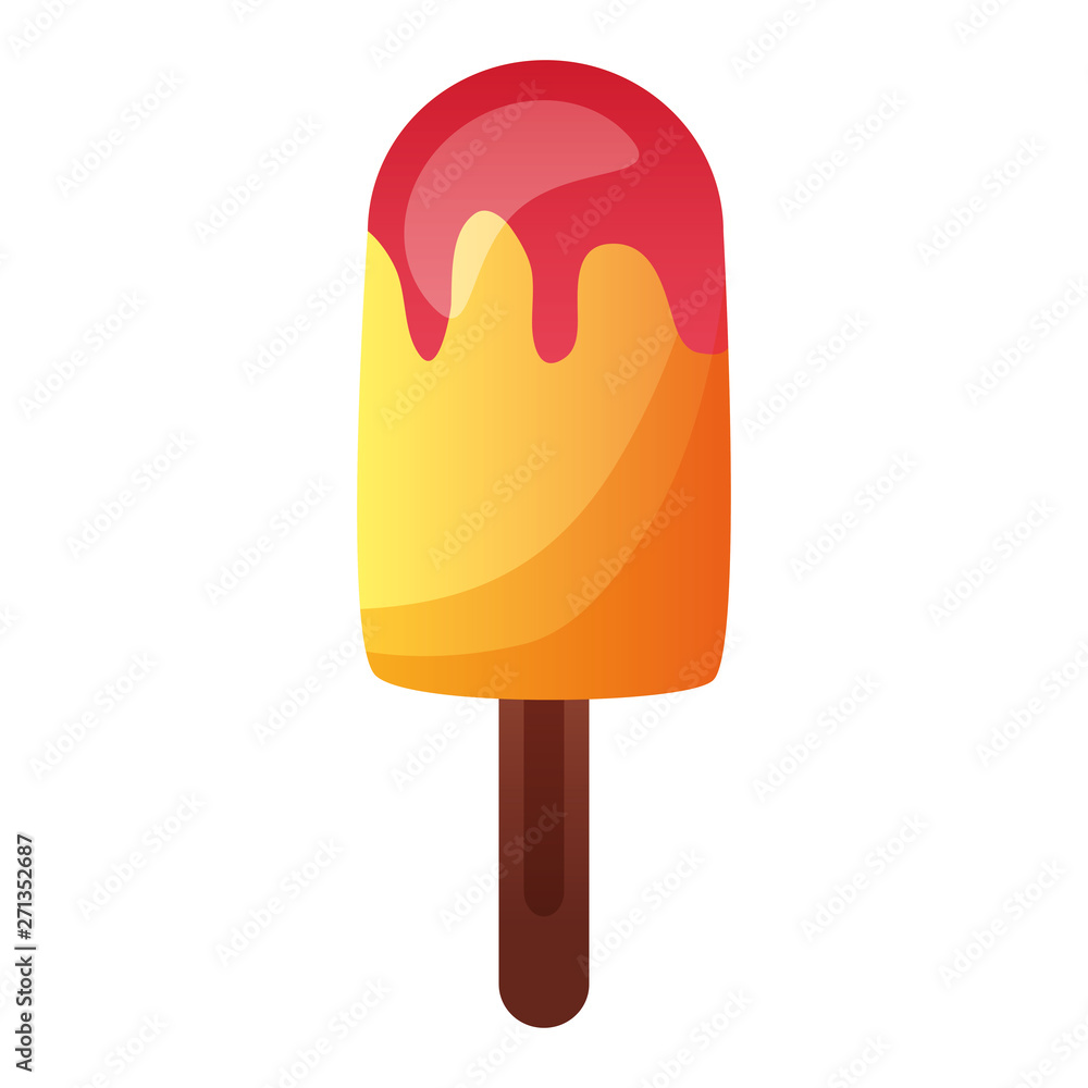 Sticker cold popsicle ice cream on white background