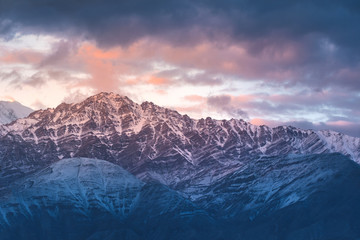Fototapeta na wymiar Snow Mountain View of Leh Ladakh District ,Norther part of India
