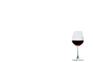 Glass with red wine on the White Background.