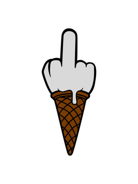 eis kugel fick dich wichser beleidigung mittelfinger eiscreme b&ouml;se fuck you off hand clipart waffel logo lecker liebe waffel sommer essen hunger kugel schlecken design