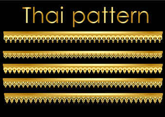 Thai golden wood pattern vector for roof picture frames