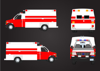 Vector red rescue cars with white background