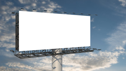 Blank billboard outdoor advertising at blue sky with clouds background. Space available for advertising ro your message