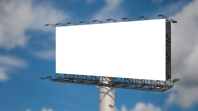 Blank billboard outdoor advertising at blue sky with clouds background. Space available for advertising ro your message