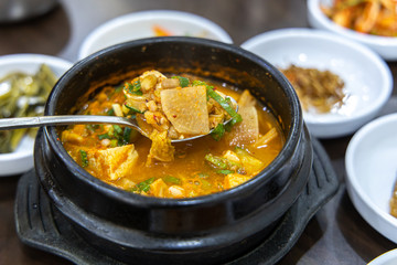 Cheonggukjang is a fermented soybean paste used in Korean cuisine.