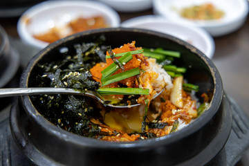 Popular Korean food dolsot bibimbab