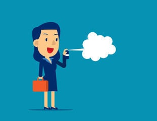 Businesswoman disinfecting. Concept business office vector illustration, Kid business cartoon design, Hygiene