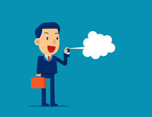 Businessman disinfecting. Concept business office vector illustration, Kid business cartoon design, Hygiene