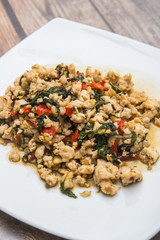 Fried chicken with basil