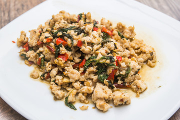 Fried chicken with basil