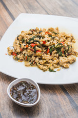 Fried chicken with basil