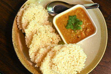 Crispy rice with dipping sauce, Northern Thai food 