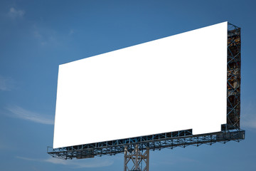 Fototapeta premium White billboard with blue sky and clouds