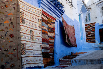 The blue city of Chefchaouen, Morocco is fascinating to visit. The Medina is on a steep hill so there's all sorts of interesting architecture to match the environment