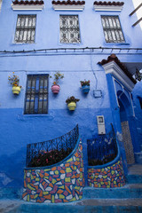 The blue city of Chefchaouen, Morocco is fascinating to visit. The Medina is on a steep hill so there's all sorts of interesting architecture to match the environment