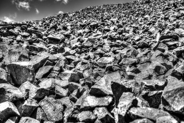 Rock tailings from vertical gold mine in Colorado, USA
