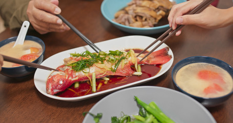 Chinese family dinner at home